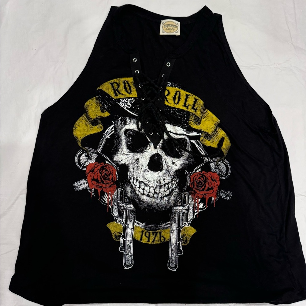 Guns and Roses lace up tank top